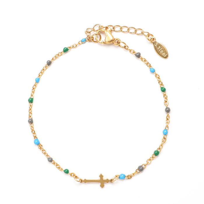 Gold Plated Cross Bracelet for Men Women Fashion Women's Bracelets Stainless Steel Hand Jewelry for Lover Gift