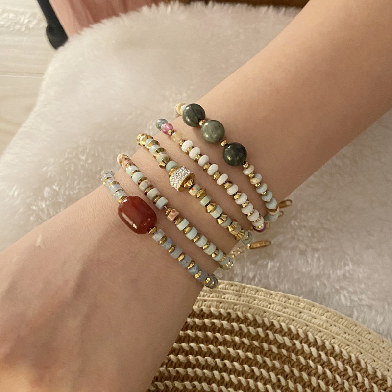 Bohemian Stackable Bead Bracelets for Women Multilayered Bracelet Pendant Charm Stretch Bangles