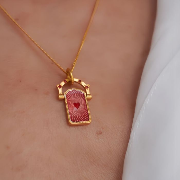 Trendy Shakeable Tarot Card Necklace Stainless Steel Colorful Lucky Guardian Heart Pendant Necklace Women Jewelry