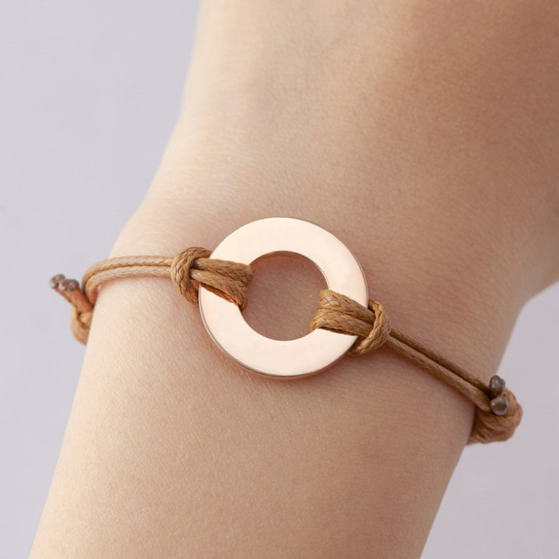 Europe and The United States Simple Mirror-polished Stainless Steel Round Brand Female Braided Couple Hand Rope Can Be Adjusted