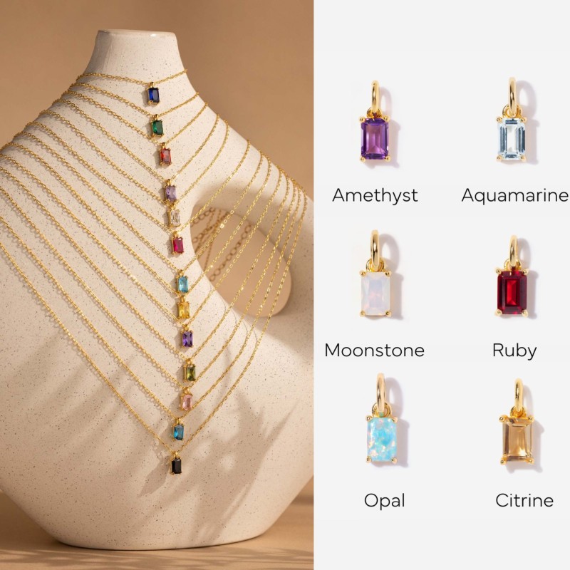 December Birthstone Pendant Colorful Zircon Clavicle Chain Women's Plated 18K Gold Color Jewelry Accessory