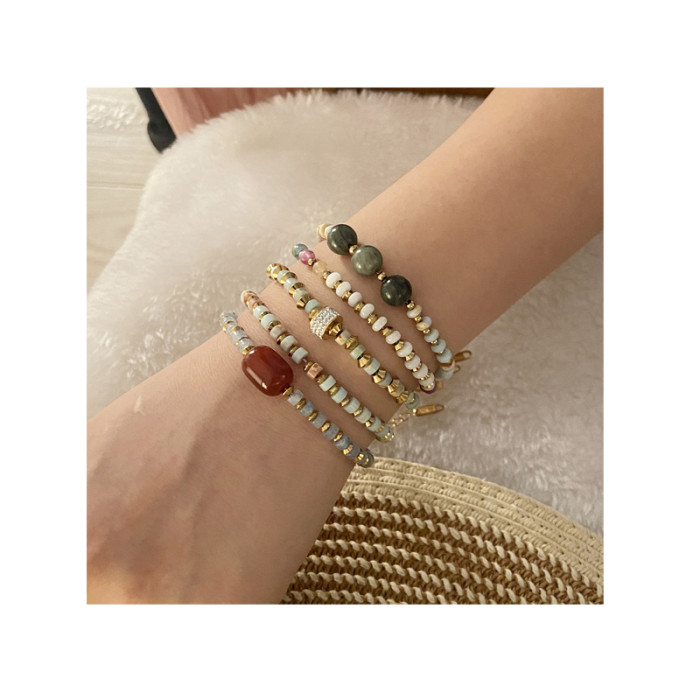 Bohemian Stackable Bead Bracelets for Women Multilayered Bracelet Pendant Charm Stretch Bangles