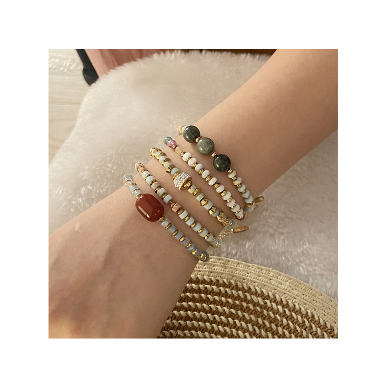 Bohemian Stackable Bead Bracelets for Women Multilayered Bracelet Pendant Charm Stretch Bangles