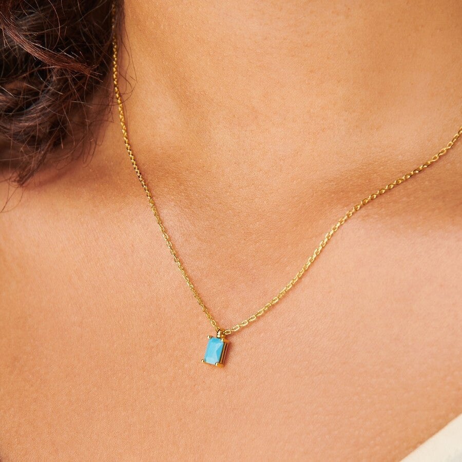 December Birthstone Pendant Colorful Zircon Clavicle Chain Women’s Plated 18K Gold Color Jewelry Accessory