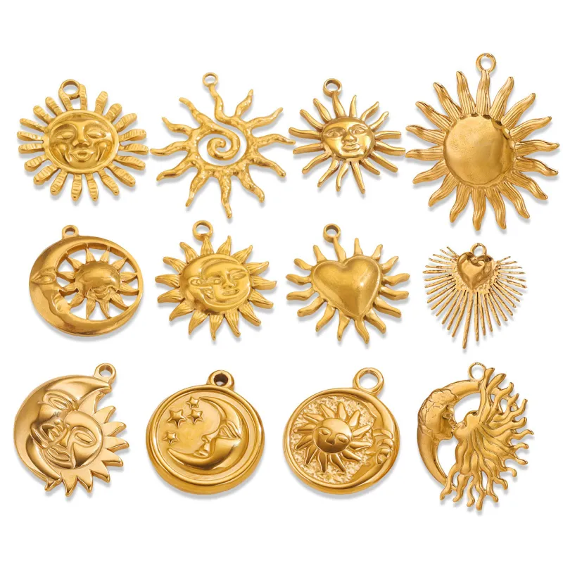 Stainless Steel Smilin Face Sun Pendant for Jewelry Connector Earrings Making Supplies DIY Charm Jewelry Accessories Wholesale