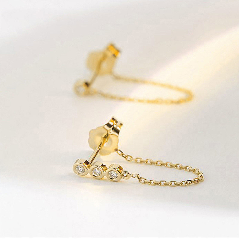 Rhinestone Stainless Steel Drop Earrings Bohemian Chain Earrings Women's Fashion Fine Jewelry Wholesale