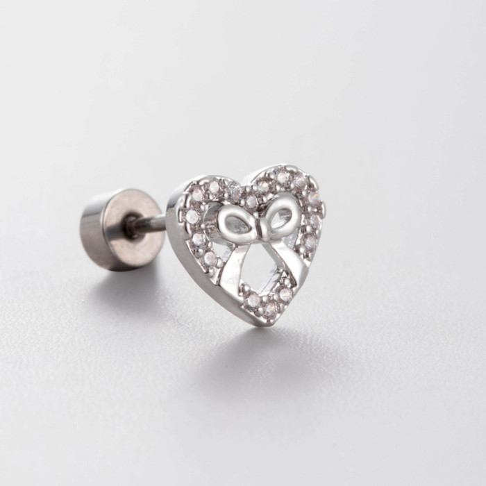 1pcs Steel Crystal Ear Tragus Cartilage Helix Piercing Woman Moon Marquise Star Zircon Lobe Earrings for Girl Gift