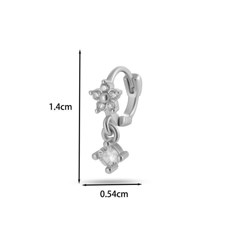 Mini Dangling Ear Cuff Lobe Helix Tragus Cartilage Earrings Conch Daith Rook Piercing Clip Stud CZ Body Jewelry