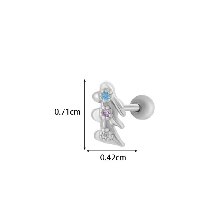 1PC Fashion Stainless Steel Mini CZ Flower Cartilage Piercing Stud Earring for Girls Helix Tragus Piercing Women's Bo...