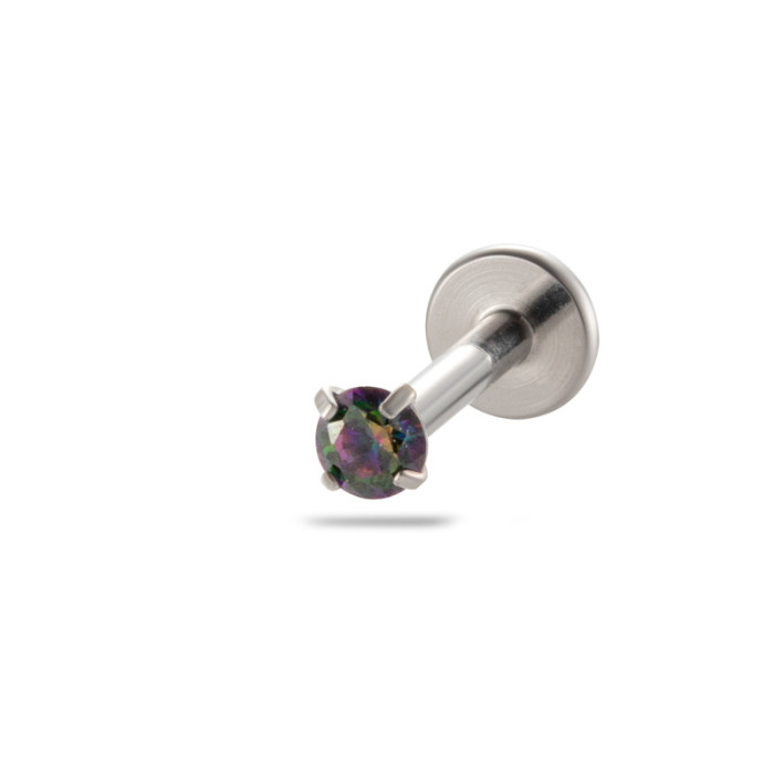 Titanium Colorful CZ Push In Threadless Labret Piercing Earring Stud Cartilage Wholesale Body Jewelry
