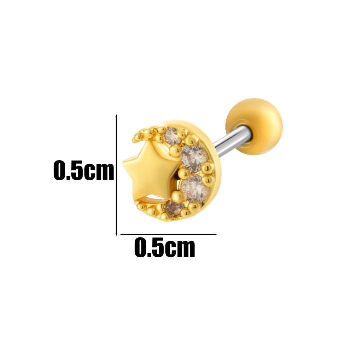 1PCS Gold Plated Stainless Steel Helix Stud Earrings Butterfly Screw Back Cartilage Earring Women Ear Piercing Jewelry