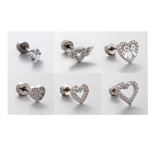 1pcs Steel Crystal Ear Tragus Cartilage Helix Piercing Woman Moon Marquise Star Zircon Lobe Earrings for Girl Gift