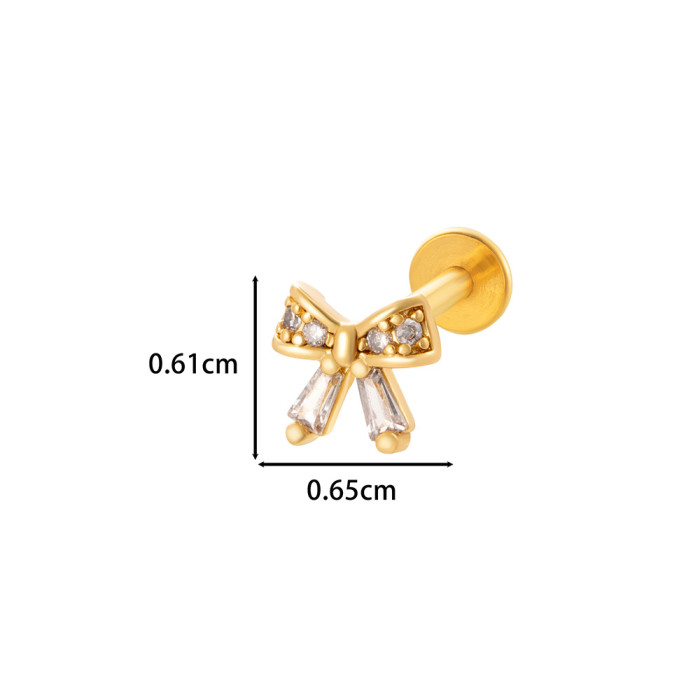 1Piece Cute Butterfly Heart Shape CZ Crystal Stud Earring for Women Stainless Steel Ear Helix Conch Rock Piercings Je...