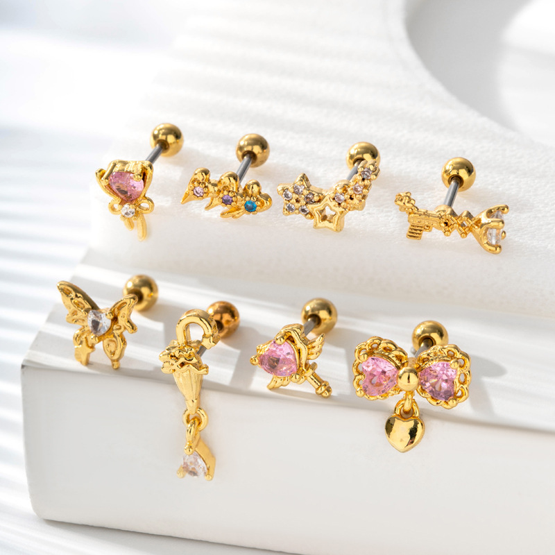 1PC Fashion Stainless Steel Mini CZ Flower Cartilage Piercing Stud Earring for Girls Helix Tragus Piercing Women’s Body Jewelry