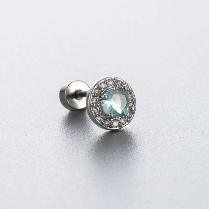 One Piece Cute Zirconia Dimensional Wings Moon Chain Piercing Screw Stud Earrings for Women Girls Fashion Jewelry in...