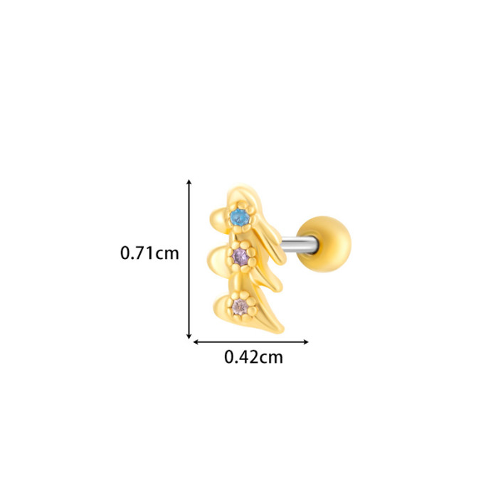 1PC Fashion Stainless Steel Mini CZ Flower Cartilage Piercing Stud Earring for Girls Helix Tragus Piercing Women's Bo...