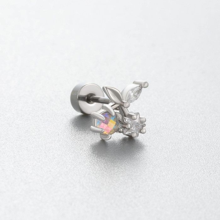 1PC Stainless Steel Ear Helix Tragus Cartilage Piercing Jewelry Love Heart Bowknot Crystal Zircon Screw Back Stud Ear...