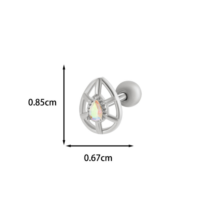 1PCS Cubic Zirconia Single Flower Ear Piercing Gold Silver Cartilage Stud Earring with Stainless Steel Butterfly Design Jewelry