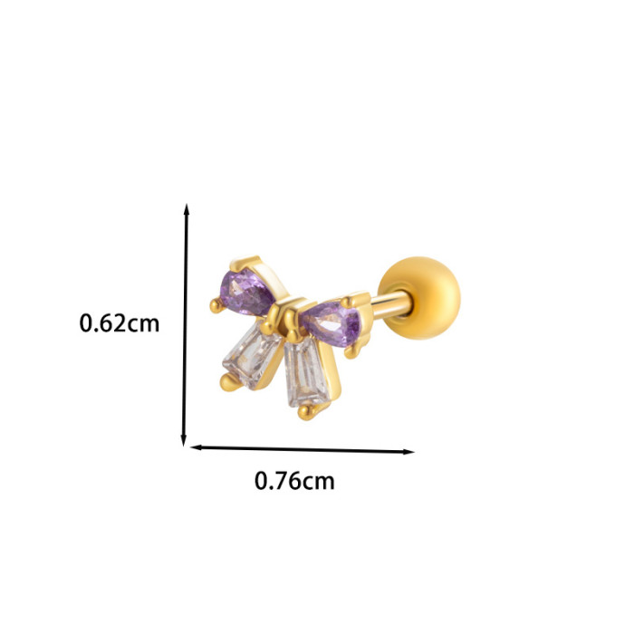 1Piece Cute Butterfly Heart Shape CZ Crystal Pealr Stud Earring for Women Stainless Steel Ear Helix Conch Rock Pierci...
