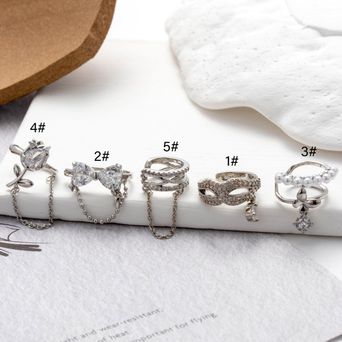 1PC Trendy Zircon Dangle Hoop Ear Cuff Cartilage Clip for Women Flower Bowknot Tragus Daith Conch Rook Snug Ear Piercing Jewelry