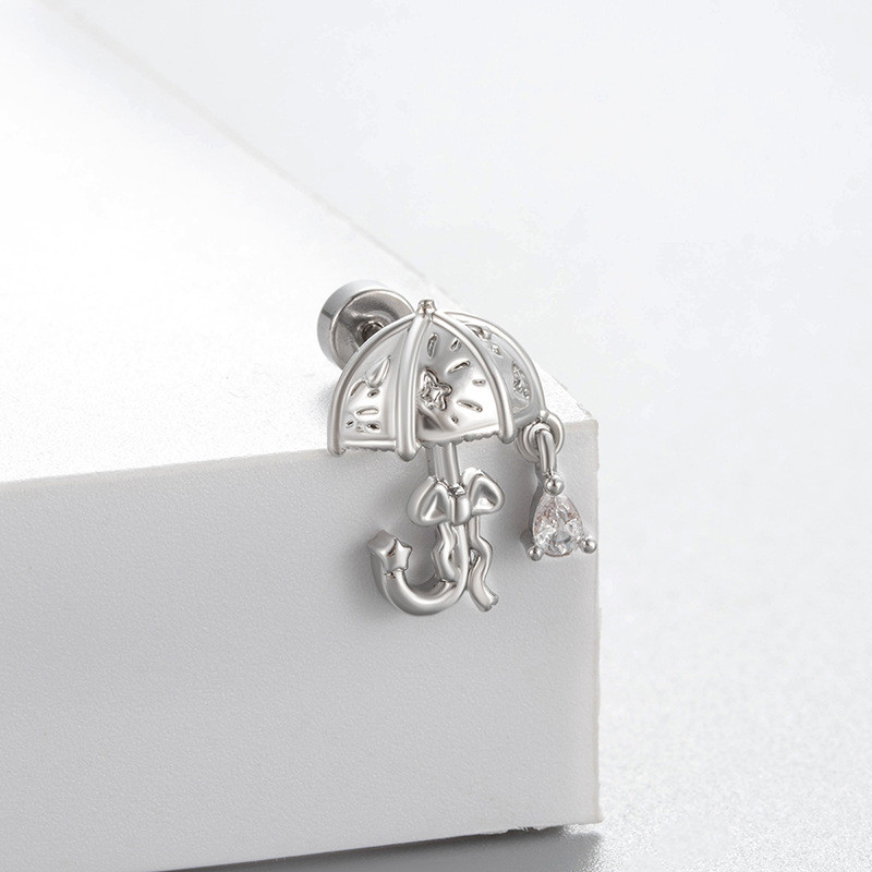 1PC Stainless Steel Ear Helix Tragus Cartilage Piercing Jewelry Love Heart Bowknot Crystal Zircon Screw Back Stud Earrings