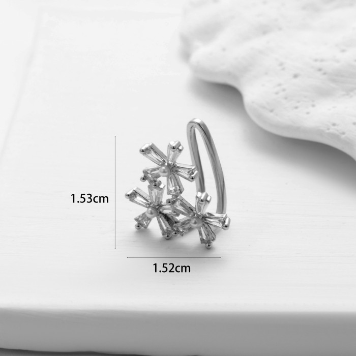 1PC Fake Piercing Ear Clip Stainless Steel Zircon Butterfly Earrings Cuffs Ring Cartilage Conch Fake Jewelry 2025 Trending
