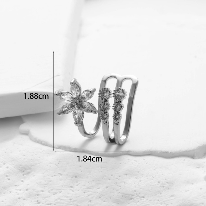 Trendy 1PC Fake Piercing Ear Clip Square Zircon U-shaped Earrings Cuffs Ring Cartilage Conch Fake Jewelry For Women