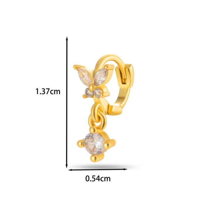 Mini Dangling Ear Cuff Lobe Helix Tragus Cartilage Earrings Conch Daith Rook Piercing Clip Stud CZ Body Jewelry