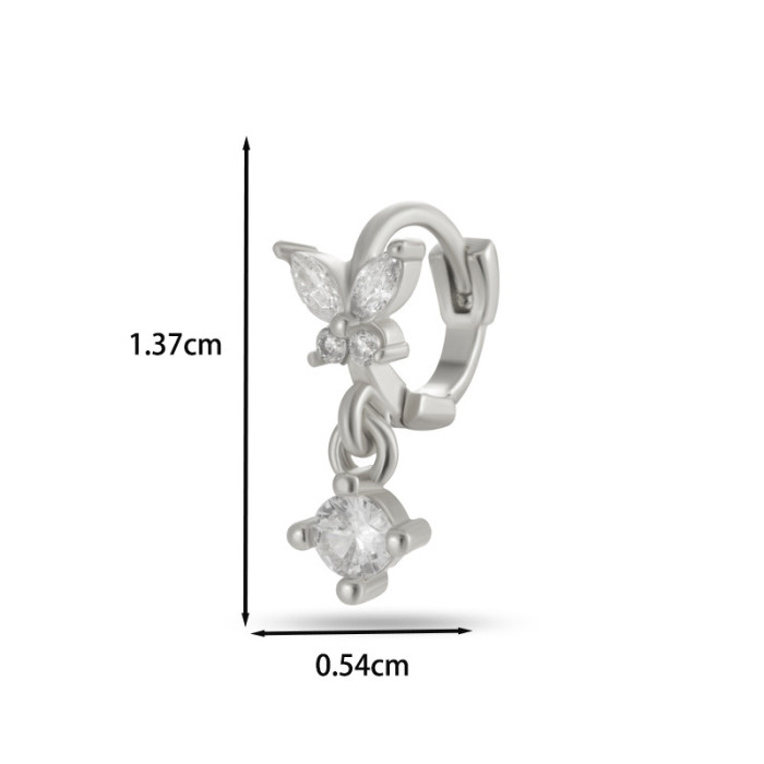 Mini Dangling Ear Cuff Lobe Helix Tragus Cartilage Earrings Conch Daith Rook Piercing Clip Stud CZ Body Jewelry