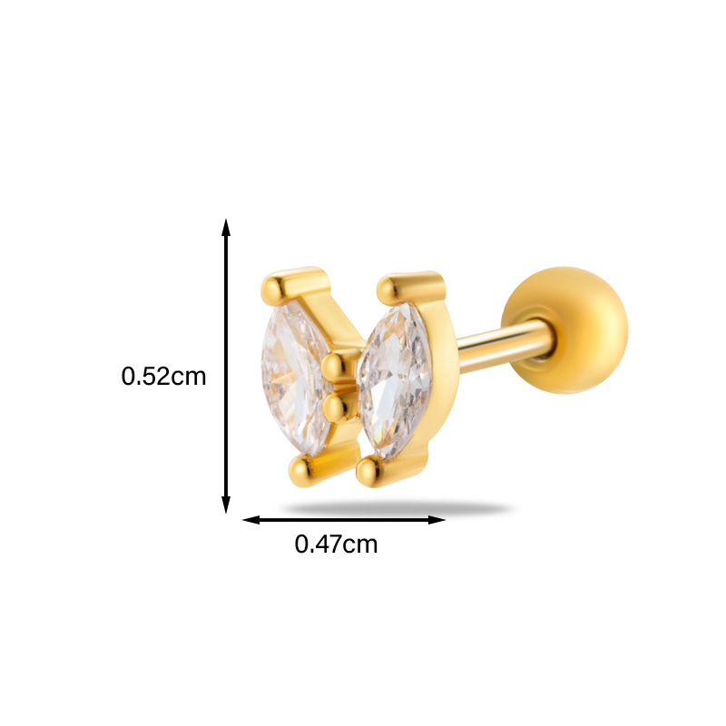 1Piece Colorful Zircon Stud Earrings Heart Butterfly Flower Screw Back Stainless Steel Cartilage Earring Helix Piercing Jewelry