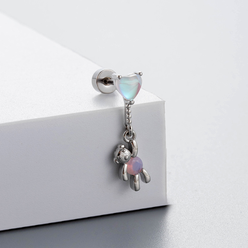 1PCS Stainless Steel Angel Wing Ear Studs Earrings for Women Girl Tiny Cubic Zirconia Unicorn Earring Cartilage Piercing Jewelry