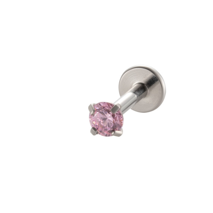 Titanium Colorful CZ Push In Threadless Labret Piercing Earring Stud Cartilage Wholesale Body Jewelry