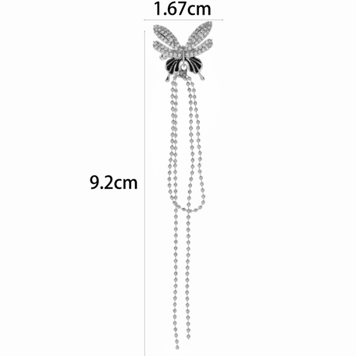 1pc Ear Cuff Butterfly Moon Zircon Earrings Woman INS Fashion Fake Piercings Tassel Chain Clip on Ear Conch Jewelry G...