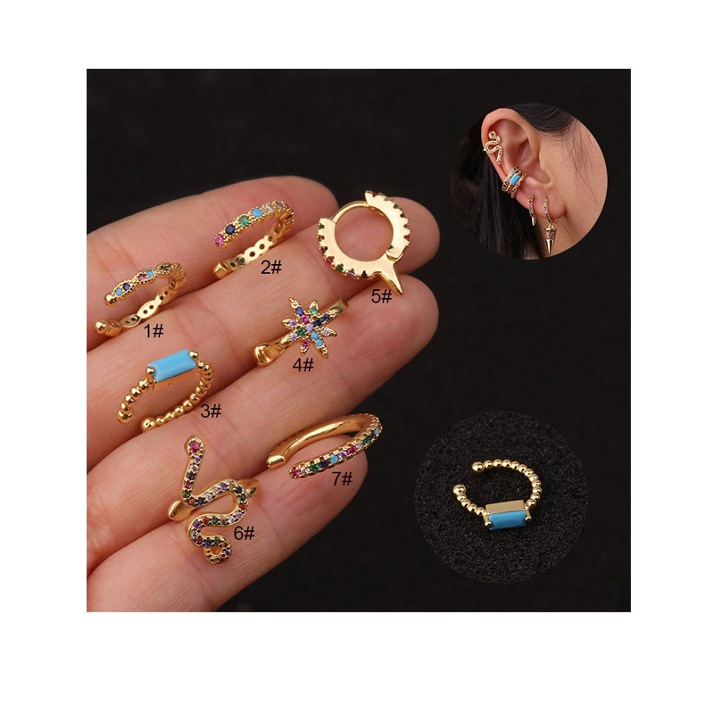 New Arrival 1PC Bohemia Rainbow Cz Ear Cuff No Piercing Conch Cuff Earring Fashion Cartilage Helix Conch Fake Piercing Jewelry