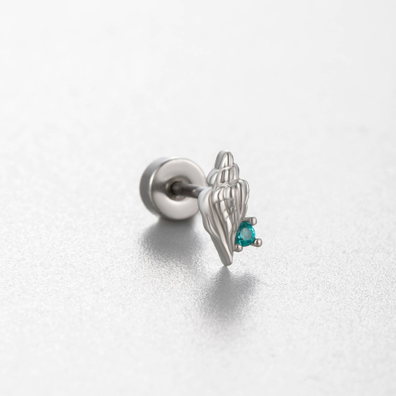 1PC Shiny Colorful Crystal CZ Stainless Steel Stud Earrings For Women Claw Zircon Flatback Piercing Earring Jewelry