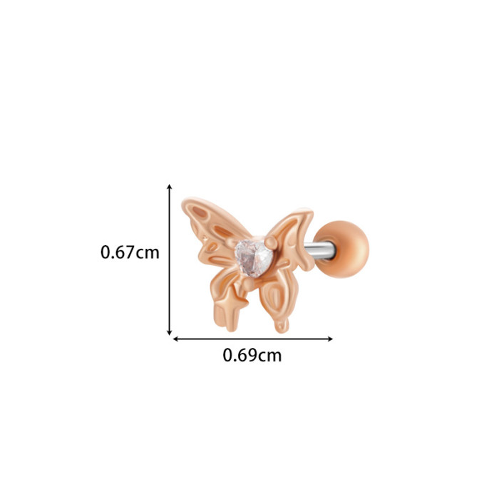 1PC Fashion Stainless Steel Mini CZ Flower Cartilage Piercing Stud Earring for Girls Helix Tragus Piercing Women's Bo...