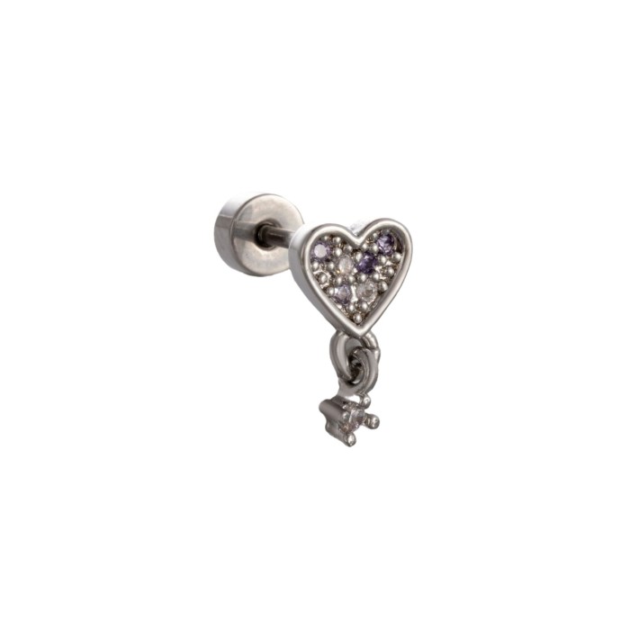 1 Pcs Titanium Piercing Stud Earring Internal Thread Flower Pendant Zircon Lip Stud Cartialge Tragus Piercing Jewelry