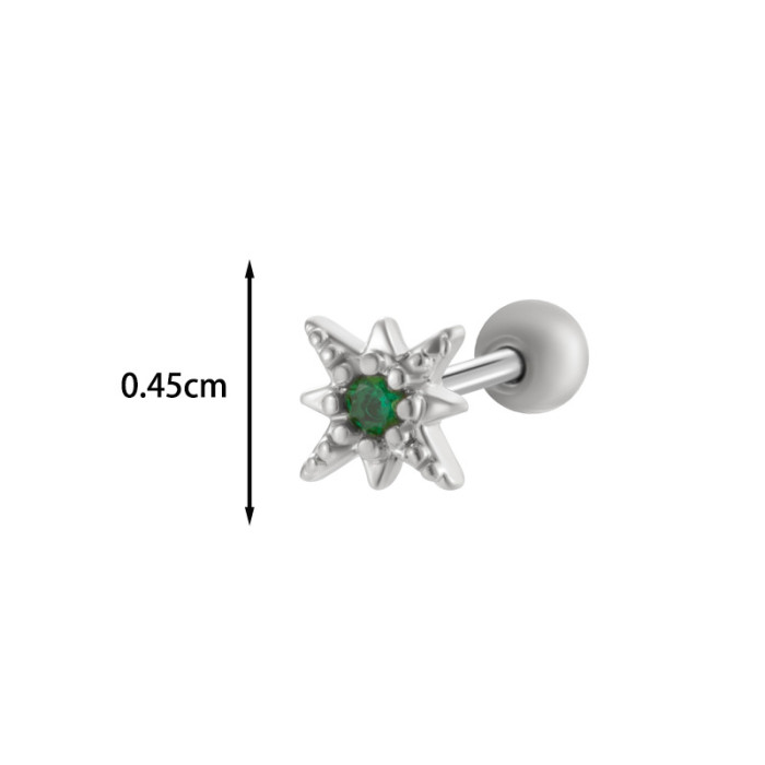1Piece Zircon Halloween Spider Heart Chain Cartilage Earrings Screw Back Stainless Steel Stud Earring Helix Ear Pierc...