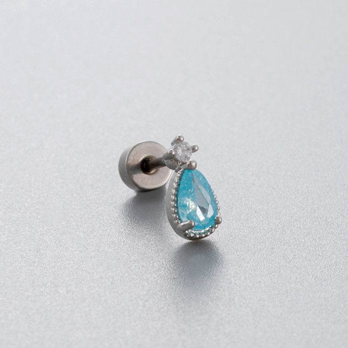 1PC 316L Steel Star Water Drop Heart CZ Chain Ear Cartilage Tragus Helix Stud Earring Daith Lobe Piercing Body Jewelr...
