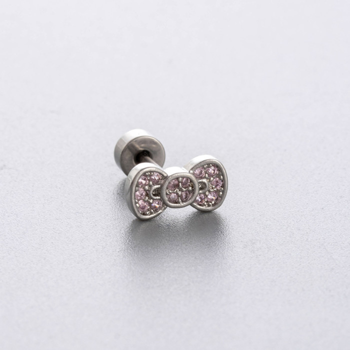 1PC Titanium Steel Butterfly Zircon Ear Bone Stud Stud Ear Tragus Internally Threaded Flat Bottom Cartilage Piercing Earring