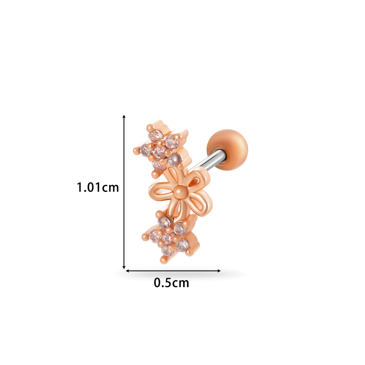 1PC Pink Zircon Butterfly Star Bear Stud Earrings Stainless Steel Screw Back Cartilage Earring Helix Piercing Jewelry