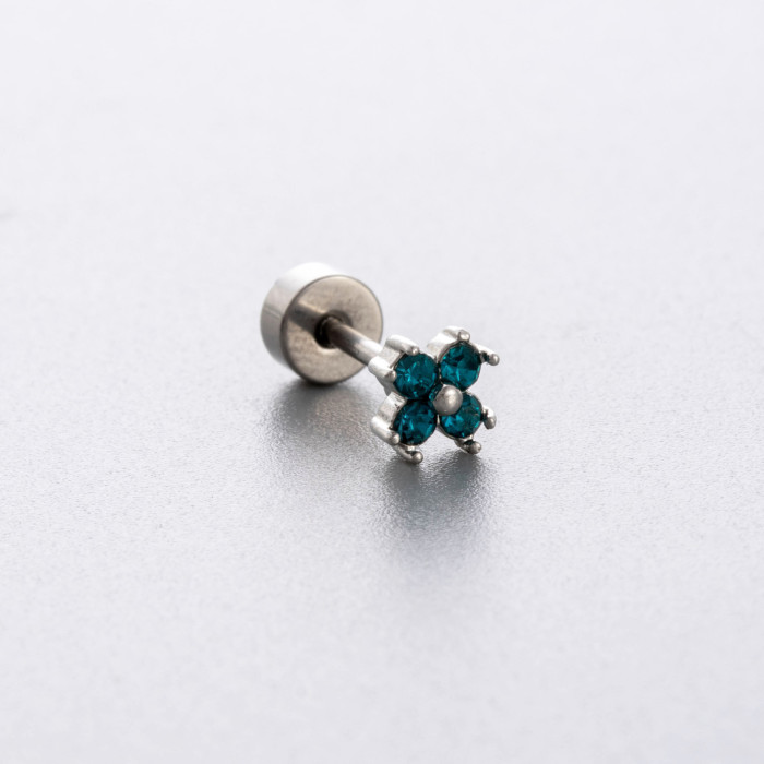Blue Zirconia Helix Piercing Earring Flat Conch Daith Heart Star Ear Piercing Crystal Body Piercing Jewelry Screw Bal...