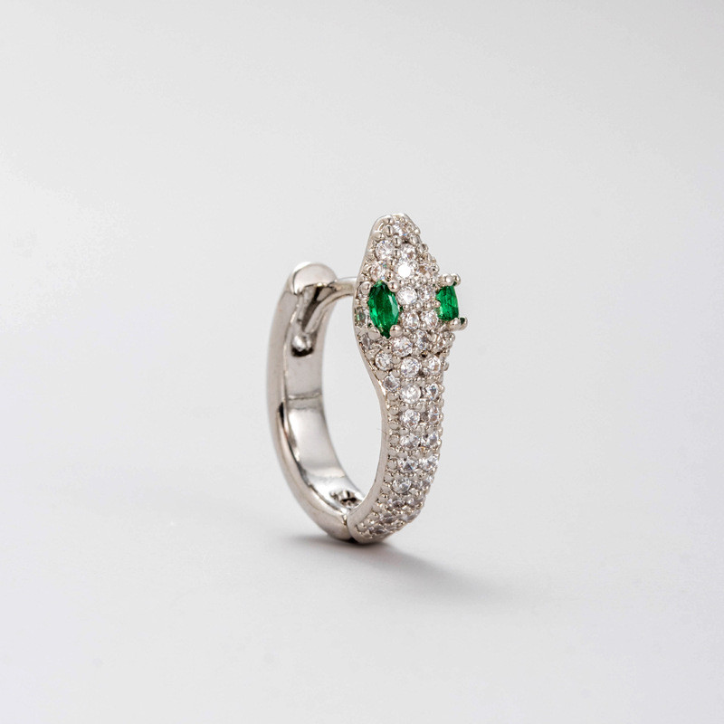 1pc Retro Snake Green Crystal Hoop Earrings For Women Men Fashion Dangle Stud Earring Ring Helix Piercing Party Jewelry