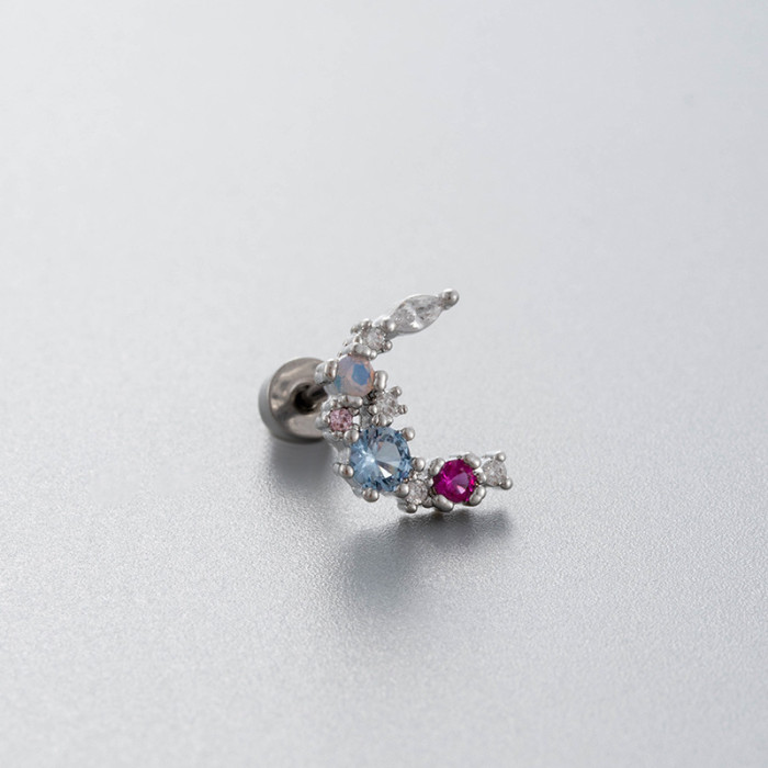 1PC 316L Steel Star Water Drop Heart CZ Chain Ear Cartilage Tragus Helix Stud Earring Daith Lobe Piercing Body Jewelr...