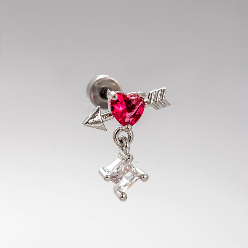 1PC Stainless Steel Angle Butterfly Heart Dangle Ear Tragus Cartilage Earrings Zircon Lobe Helix Screw Ball Piercing Jewelry