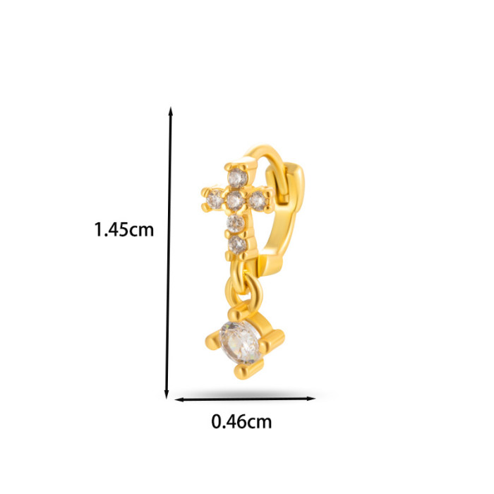 Mini Dangling Ear Cuff Lobe Helix Tragus Cartilage Earrings Conch Daith Rook Piercing Clip Stud CZ Body Jewelry