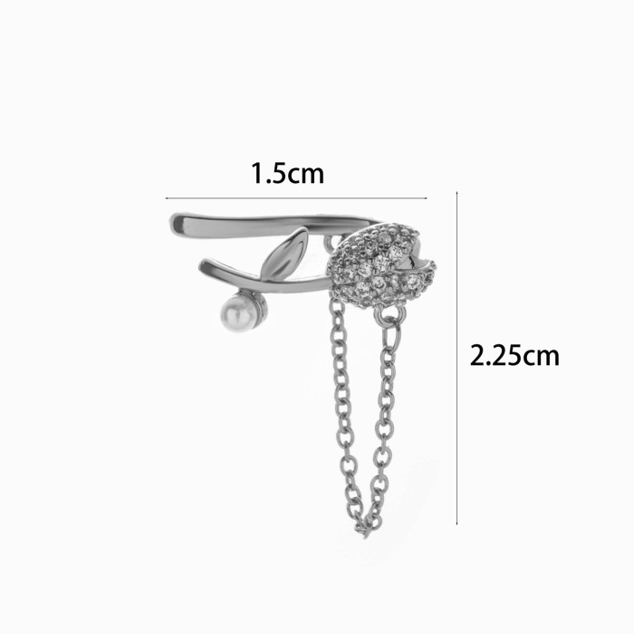 1PC Fake Piercing Ear Clip Stainless Steel Zircon Butterfly Earrings Cuffs Ring Cartilage Conch Fake Jewelry 2025 Trending