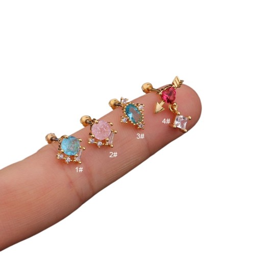 1PC Stainless Steel Helix Cartilage Ear Piercing Blue Zircon Stud Earrings for Women Tragus Daith Barbell Trend Jewelry