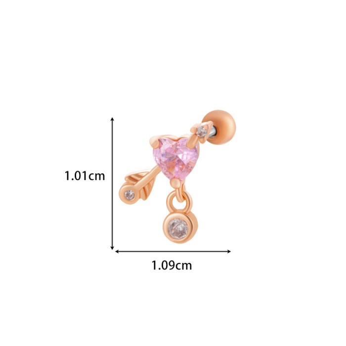 1PC Stainless Steel Ear Helix Tragus Cartilage Piercing Jewelry Love Heart Bowknot Crystal Zircon Screw Back Stud Ear...