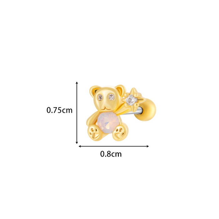 1PC Stainless Steel Ear Helix Tragus Cartilage Piercing Jewelry Love Heart Bowknot Crystal Zircon Screw Back Stud Ear...